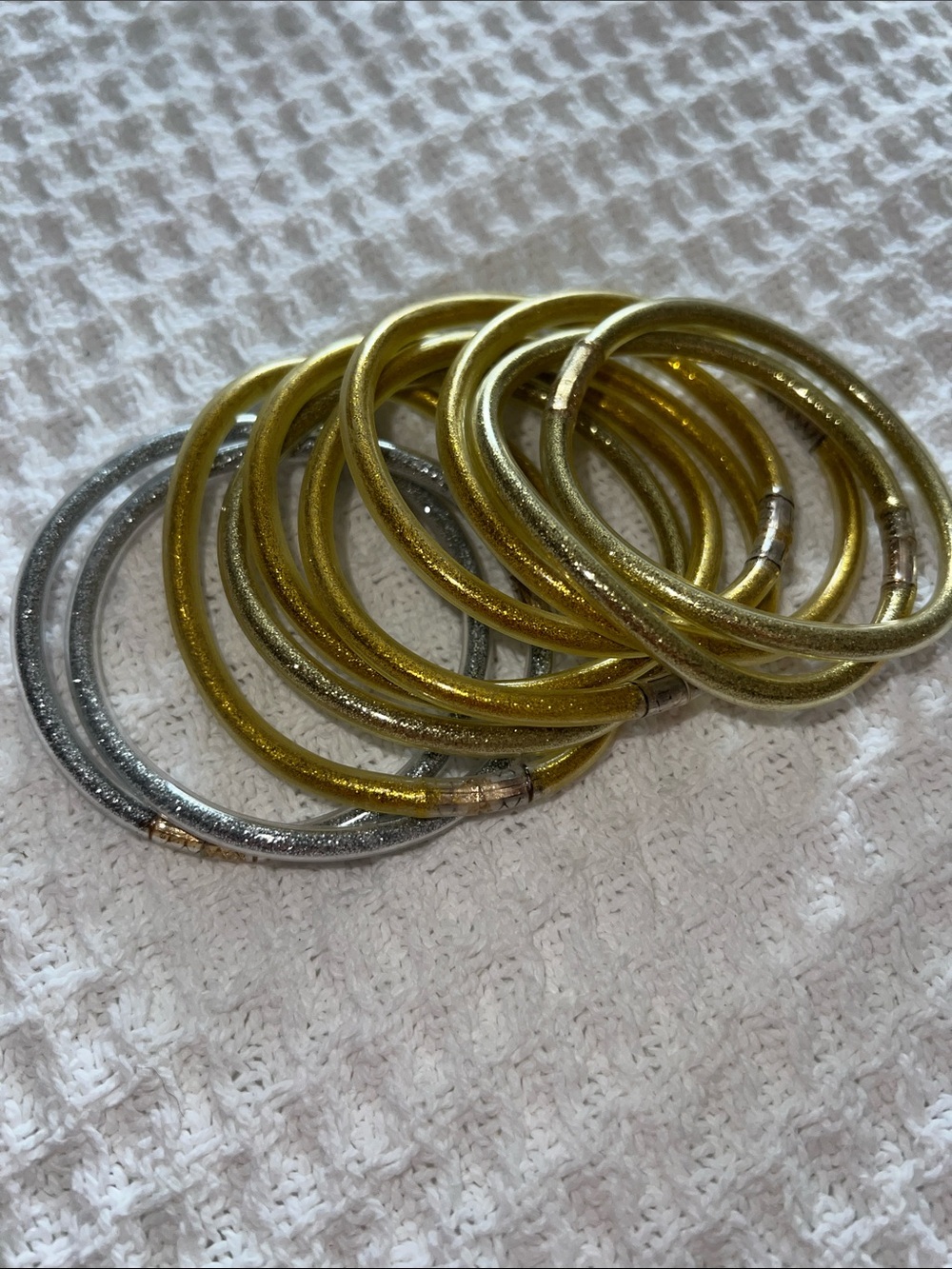 Gold and Silver Stackable Bangle Bracelet Set - Women Jewelry